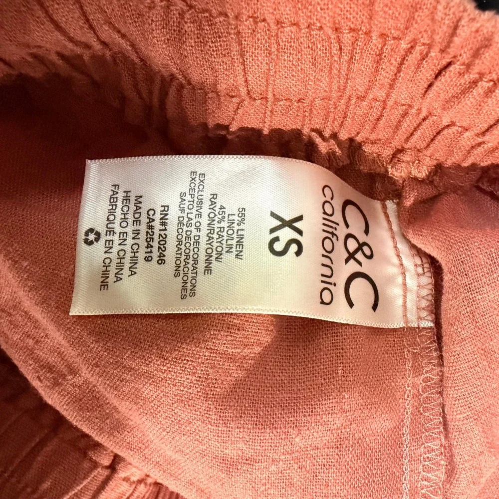 C&C California Linen Blend Shorts Womens XS Terracotta Excellent Drawstring Boho